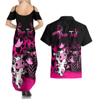 Personalised Save The Udders Couples Matching Summer Maxi Dress and Hawaiian Shirt Farmer Day Breast Cancer Awareness - Wonder Print Shop