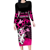 Personalised Save The Udders Family Matching Long Sleeve Bodycon Dress and Hawaiian Shirt Farmer Day Breast Cancer Awareness - Wonder Print Shop