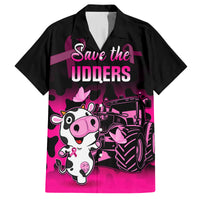 Personalised Save The Udders Family Matching Off Shoulder Long Sleeve Dress and Hawaiian Shirt Farmer Day Breast Cancer Awareness - Wonder Print Shop