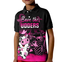 Personalised Save The Udders Kid Polo Shirt Farmer Day Breast Cancer Awareness - Wonder Print Shop