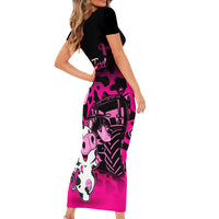 Personalised Save The Udders Short Sleeve Bodycon Dress Farmer Day Breast Cancer Awareness - Wonder Print Shop