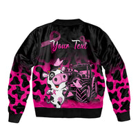 Personalised Save The Udders Sleeve Zip Bomber Jacket Farmer Day Breast Cancer Awareness - Wonder Print Shop