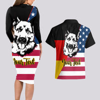 Personalised German American Heritage Day Couples Matching Long Sleeve Bodycon Dress and Hawaiian Shirt German Shepherd Dog - Wonder Print Shop