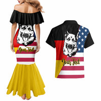 Personalised German American Heritage Day Couples Matching Mermaid Dress and Hawaiian Shirt German Shepherd Dog - Wonder Print Shop