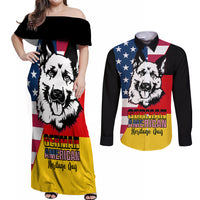 Personalised German American Heritage Day Couples Matching Off Shoulder Maxi Dress and Long Sleeve Button Shirts German Shepherd Dog - Wonder Print Shop