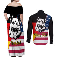 Personalised German American Heritage Day Couples Matching Off Shoulder Maxi Dress and Long Sleeve Button Shirts German Shepherd Dog - Wonder Print Shop