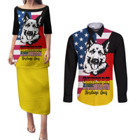 Personalised German American Heritage Day Couples Matching Puletasi Dress and Long Sleeve Button Shirts German Shepherd Dog - Wonder Print Shop
