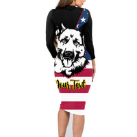 Personalised German American Heritage Day Family Matching Long Sleeve Bodycon Dress and Hawaiian Shirt German Shepherd Dog - Wonder Print Shop