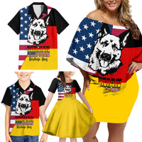 Personalised German American Heritage Day Family Matching Off Shoulder Short Dress and Hawaiian Shirt German Shepherd Dog - Wonder Print Shop