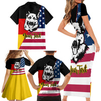 Personalised German American Heritage Day Family Matching Short Sleeve Bodycon Dress and Hawaiian Shirt German Shepherd Dog - Wonder Print Shop