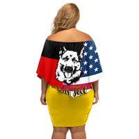 Personalised German American Heritage Day Off Shoulder Short Dress German Shepherd Dog - Wonder Print Shop
