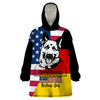 Personalised German American Heritage Day Wearable Blanket Hoodie German Shepherd Dog - Wonder Print Shop