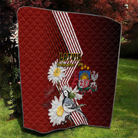 Latvia Independence Day Quilt Latvijas White Wagtail With Daisy Flowers - Wonder Print Shop