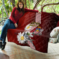 Latvia Independence Day Quilt Latvijas White Wagtail With Daisy Flowers - Wonder Print Shop