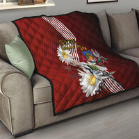 Latvia Independence Day Quilt Latvijas White Wagtail With Daisy Flowers - Wonder Print Shop