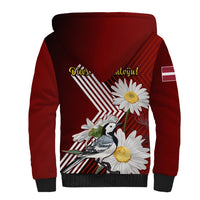 Latvia Independence Day Sherpa Hoodie Latvijas White Wagtail With Daisy Flowers - Wonder Print Shop