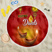 Diwali Festival Beach Blanket Diya With Paisley Pattern - Wonder Print Shop