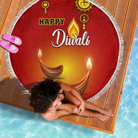 Diwali Festival Beach Blanket Diya With Paisley Pattern - Wonder Print Shop