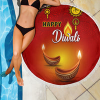 Diwali Festival Beach Blanket Diya With Paisley Pattern - Wonder Print Shop