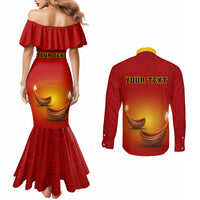 personalised-diwali-festival-couples-matching-mermaid-dress-and-long-sleeve-button-shirt-diya-with-paisley-pattern