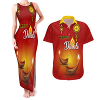 Personalised Diwali Festival Couples Matching Tank Maxi Dress and Hawaiian Shirt Diya With Paisley Pattern - Wonder Print Shop