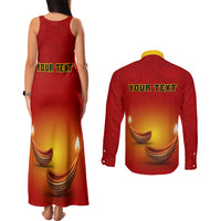 Personalised Diwali Festival Couples Matching Tank Maxi Dress and Long Sleeve Button Shirt Diya With Paisley Pattern - Wonder Print Shop