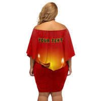 Personalised Diwali Festival Family Matching Off Shoulder Short Dress and Hawaiian Shirt Diya With Paisley Pattern - Wonder Print Shop