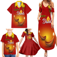Personalised Diwali Festival Family Matching Summer Maxi Dress and Hawaiian Shirt Diya With Paisley Pattern - Wonder Print Shop