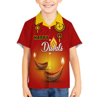 Personalised Diwali Festival Kid Hawaiian Shirt Diya With Paisley Pattern - Wonder Print Shop