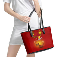 Diwali Festival Leather Tote Bag Diya With Paisley Pattern - Wonder Print Shop