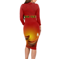 Personalised Diwali Festival Long Sleeve Bodycon Dress Diya With Paisley Pattern - Wonder Print Shop