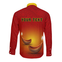Personalised Diwali Festival Long Sleeve Button Shirt Diya With Paisley Pattern - Wonder Print Shop