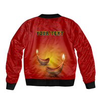 Personalised Diwali Festival Sleeve Zip Bomber Jacket Diya With Paisley Pattern - Wonder Print Shop