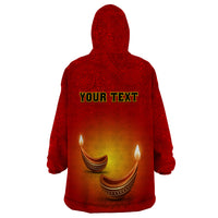 Personalised Diwali Festival Wearable Blanket Hoodie Diya With Paisley Pattern - Wonder Print Shop