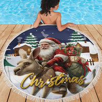 Kangaroo Australia Christmas Beach Blanket Xmas Pattern - Wonder Print Shop