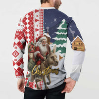 Kangaroo Australia Christmas Button Sweatshirt Xmas Pattern - Wonder Print Shop