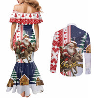 Kangaroo Australia Christmas Couples Matching Mermaid Dress and Long Sleeve Button Shirt Xmas Pattern