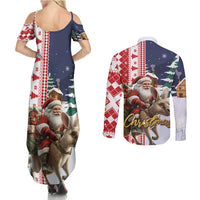 Kangaroo Australia Christmas Couples Matching Summer Maxi Dress and Long Sleeve Button Shirt Xmas Pattern - Wonder Print Shop