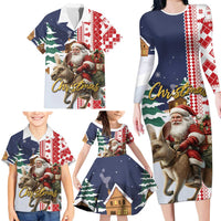 Kangaroo Australia Christmas Family Matching Long Sleeve Bodycon Dress and Hawaiian Shirt Xmas Pattern - Wonder Print Shop