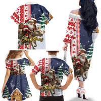 Kangaroo Australia Christmas Family Matching Off The Shoulder Long Sleeve Dress and Hawaiian Shirt Xmas Pattern - Wonder Print Shop