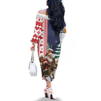 Kangaroo Australia Christmas Family Matching Off The Shoulder Long Sleeve Dress and Hawaiian Shirt Xmas Pattern - Wonder Print Shop