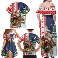 Kangaroo Australia Christmas Family Matching Off Shoulder Maxi Dress and Hawaiian Shirt Xmas Pattern - Wonder Print Shop