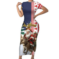 Kangaroo Australia Christmas Family Matching Short Sleeve Bodycon Dress and Hawaiian Shirt Xmas Pattern - Wonder Print Shop