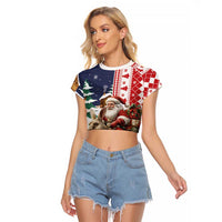 Kangaroo Australia Christmas Raglan Cropped T Shirt Xmas Pattern - Wonder Print Shop