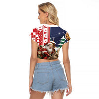 Kangaroo Australia Christmas Raglan Cropped T Shirt Xmas Pattern - Wonder Print Shop