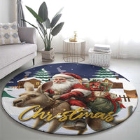 Kangaroo Australia Christmas Round Carpet Xmas Pattern
