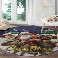 Kangaroo Australia Christmas Round Carpet Xmas Pattern