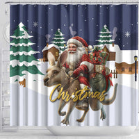 Kangaroo Australia Christmas Shower Curtain Xmas Pattern