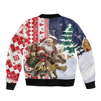 Kangaroo Australia Christmas Sleeve Zip Bomber Jacket Xmas Pattern - Wonder Print Shop