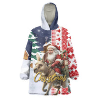 Kangaroo Australia Christmas Wearable Blanket Hoodie Xmas Pattern - Wonder Print Shop